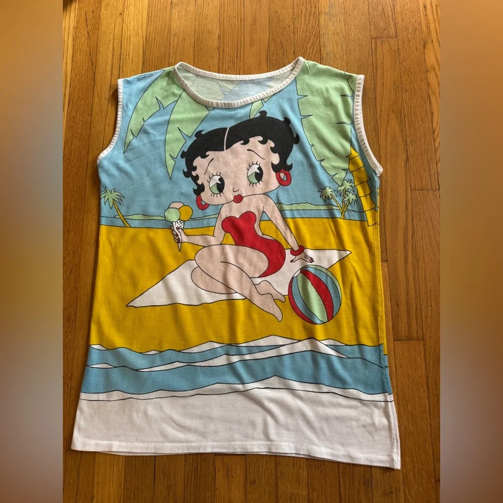 80s Vintage Single Stitch Betty Boop Beach Sleep Shirt Sz M - Picture 1 of 6